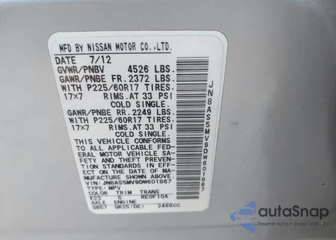 2013 Nissan Rogue Sv z USA, uszkodzony, nr VIN JN8AS5MV9DW601867